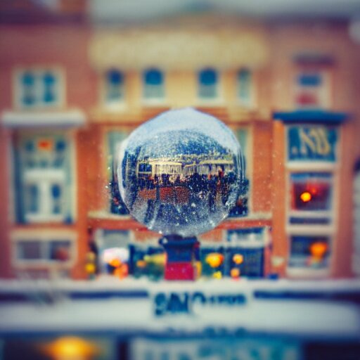 snowglobe of a tiny town brighton uk, tilt-shift lomo photo