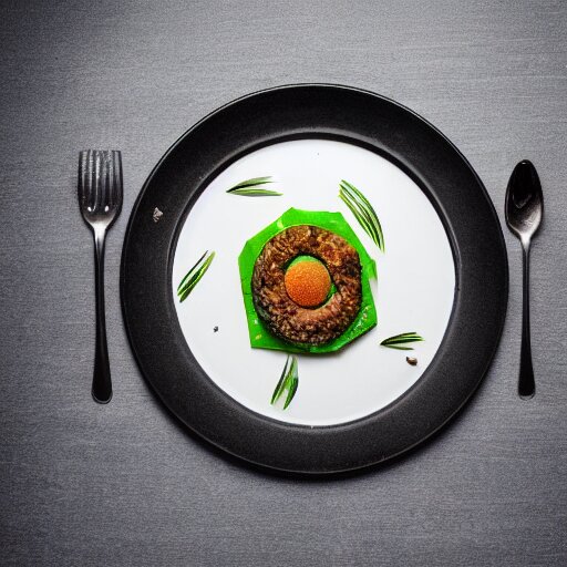 a plate with disgusting, but futuristic food, professional food photography