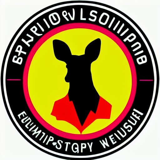 logo for evil corporation that involves deer, retro synthwave style, retro sci fi 