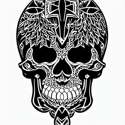 tattoo design, stencil, tattoo stencil, traditional, a world famous tattoo of a geometric skull with a galaxy coming out of the top of its head-s 100