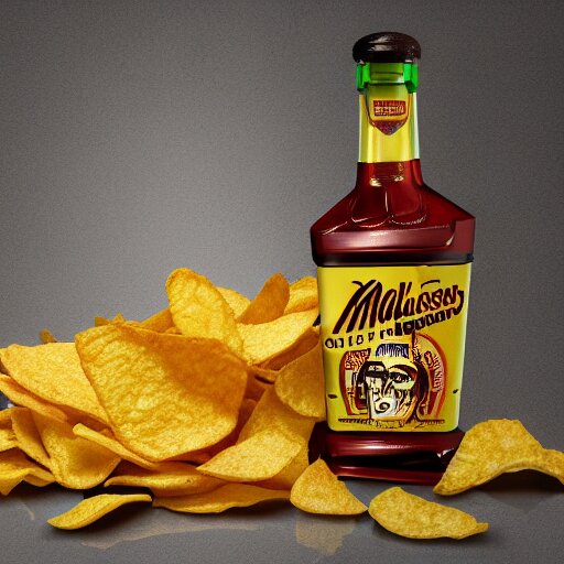 bag of chips with malort bottle design, jeppson's malort, malort bottle, hd render, realistic 