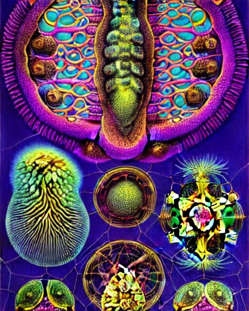 poster of coronavirus, close up details, intrinsic, drawn by Ernst Haeckel, psychedelic colorful, beeple rendering, written by HP Lovecraft