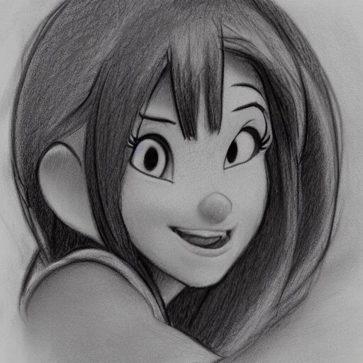 milt kahl pencil sketch of angie varona disney style