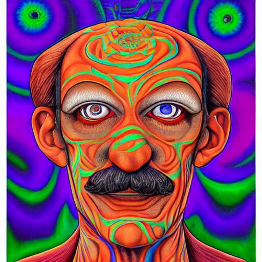 waluigi becomes a fractal, painted by alex grey. psychedelic visionary art 