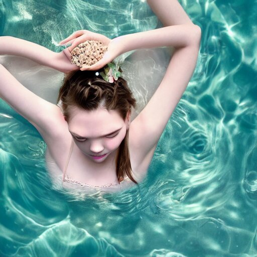 a beautiful girl like anya taylor - joy floating under the deep water, white petal, by personal photography, art by brookskim, closeup, 4 k, highly detailed, instagram, 