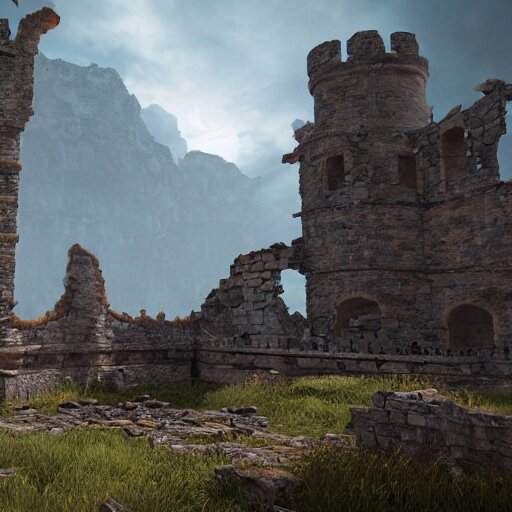 Old ruins of a castle, Fantasy apocalypse environment, digital art, unreal engine 5, 4k