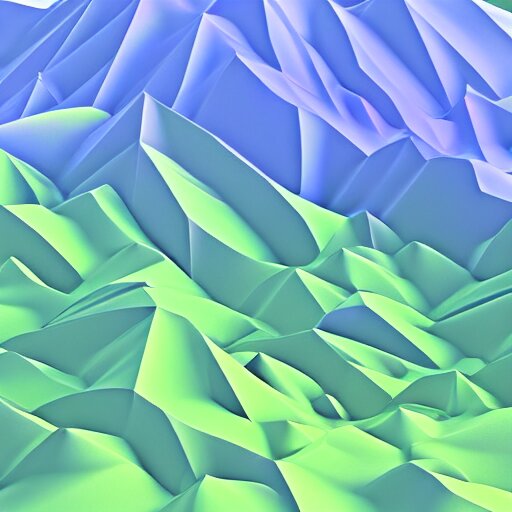 abstract computer generated image of a mountain range, a low poly render by Gabriel Dawe, trending on polycount, generative art, low poly, rendered in cinema4d, terragen