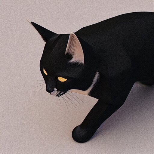 low poly render of a cat on a white background isometric 3D Utra HD