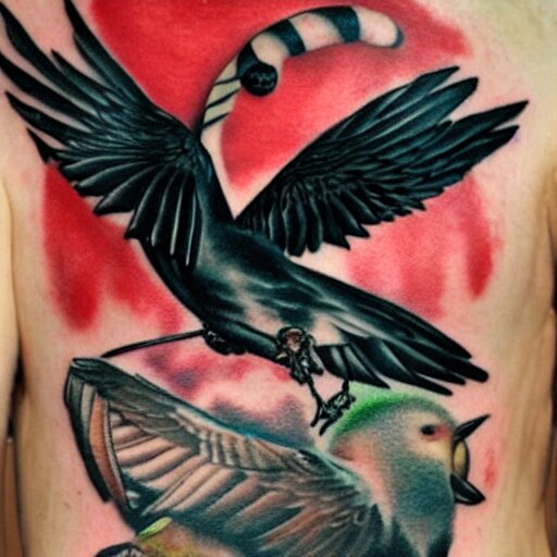 tatoo ink cyber a swallow with a black beard wearing an athletic bilbao shirt, high detailed 