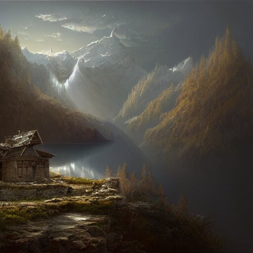 michal karcz cartoon painting of a beautiful landscape. , detailed, elegant, intricate, 4k,