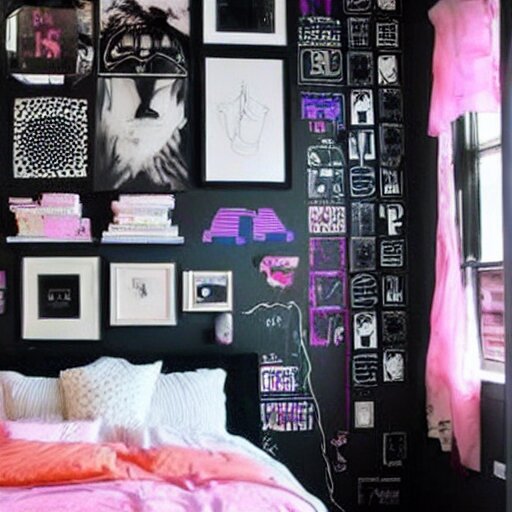 a girl's cozy cyber punk bedroom 