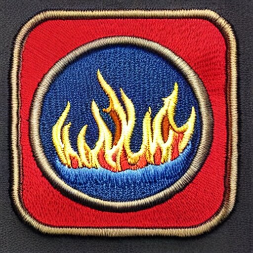 fire station flame embroidered patch retro design 