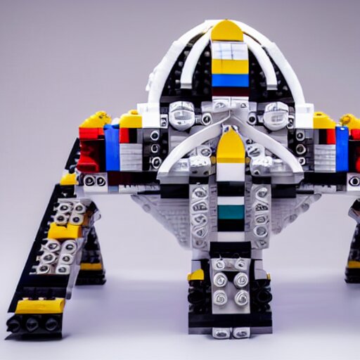 a spaceship made out of legos, studio lighting, 8 k, hd, white background 