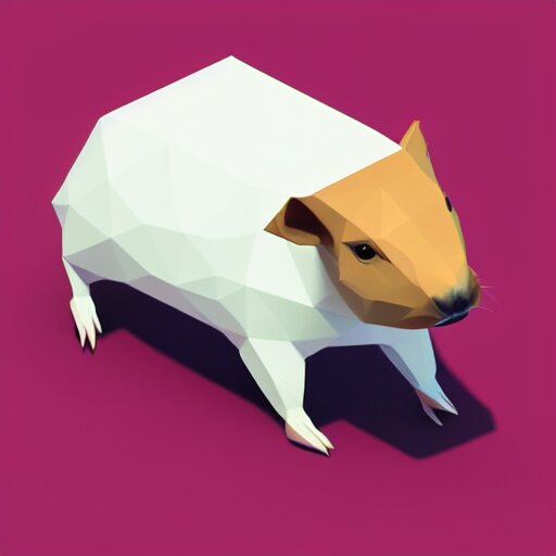 low polygon render of a capybara on a white backround, isometric 3 d, ultra hd 