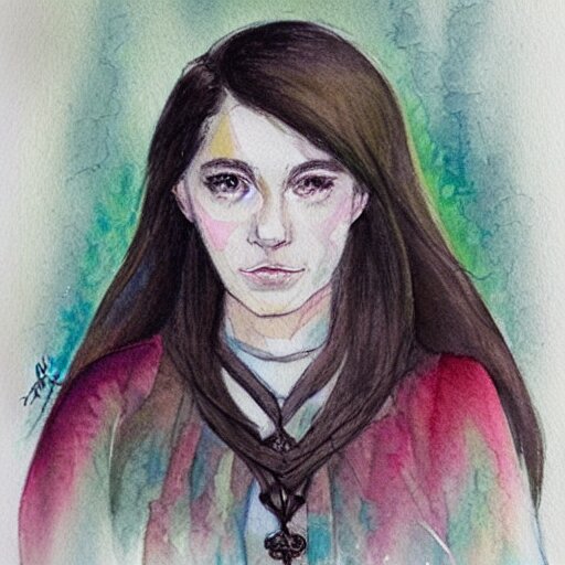 a beautiful and very detailed character concept watercolour portrait of sanna!!!!! marin!!!!!, the young female prime minister of finland as a druidic wizard 