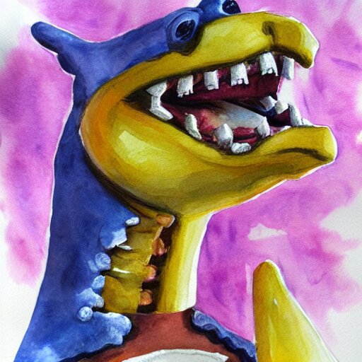 water color on paper, chica animatronic portrait, highly detailed, artstation, masterpiece, award - winning, 