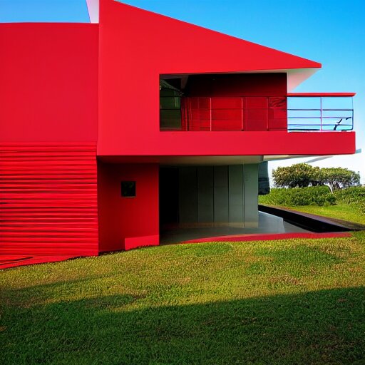 a modern red house in brazil, architecture 