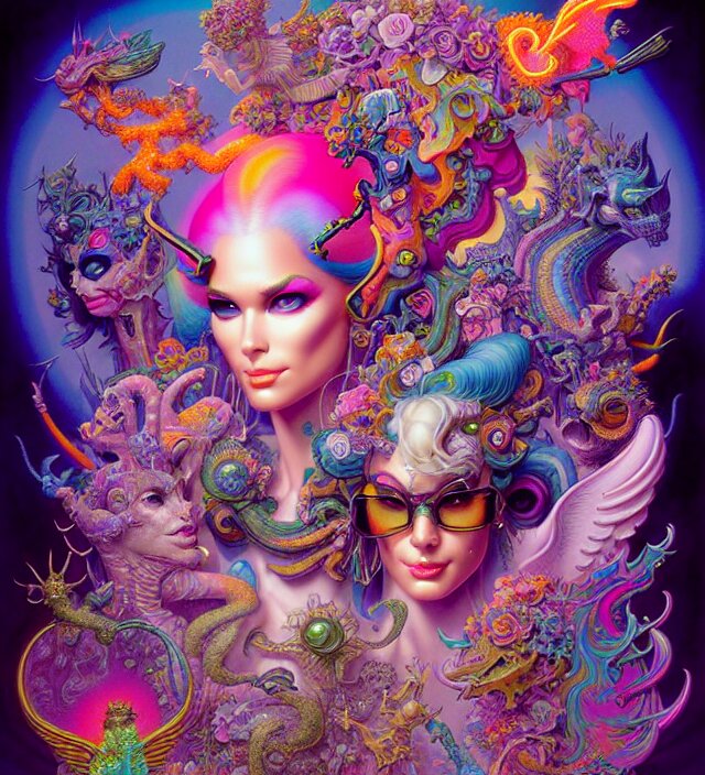 lisa frank pattern fantasy character portrait, ultra realistic, wide angle, intricate details, blade runner artifacts, highly detailed by peter mohrbacher, wayne barlowe, boris vallejo, hajime sorayama aaron horkey, gaston bussiere, craig mullins 