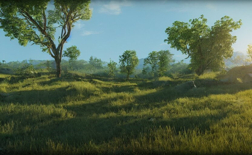 beautiful landscape, Unreal Engine 5, RTX, AAA Game, Detailed 3D Render, Cinema4D