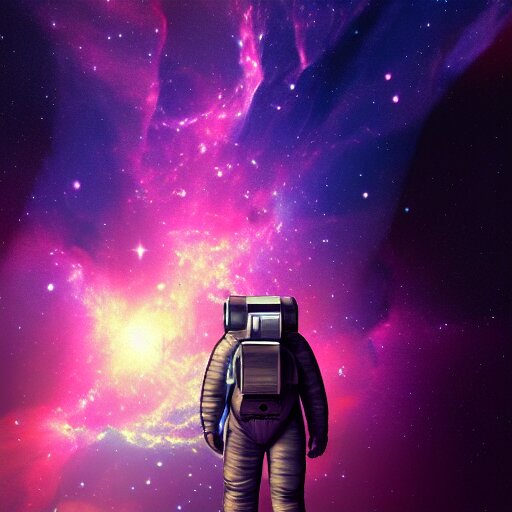 astronaut looking at a nebula , digital art , trending on artstation , hyperdetailed , matte painting , CGSociety