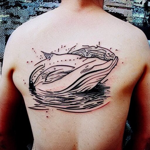 concept tattoo design, stencil, whale 