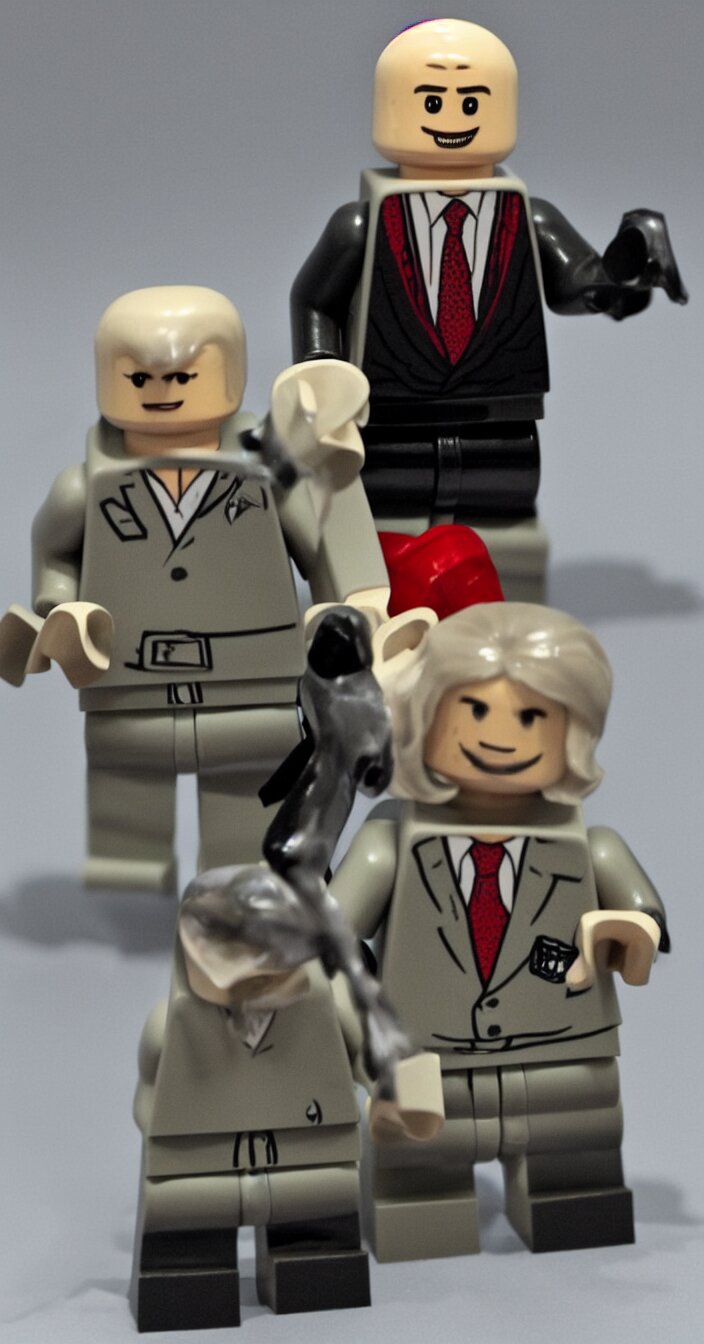 realistic lego figure with face of vladimir putin 