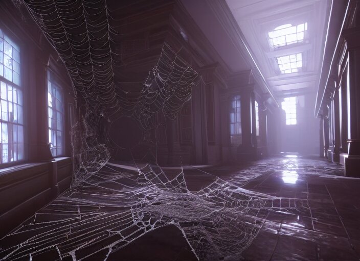 large spider web infested hallway in destiny 2, liminal, dark, dystopian, abandoned, highly detailed 4 k 6 0 fps in - game destiny 2 gameplay screenshot leak 