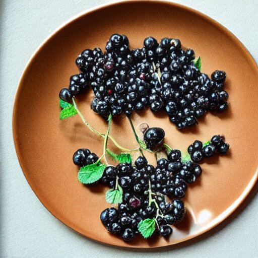 a man eats black currants in a plate, hyper realistic, hyper detailed, cfg _ scale 1 2 