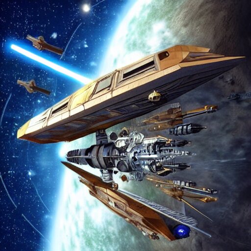 futuristic, steampunk titanic flying through the solar system in the style of star wars 