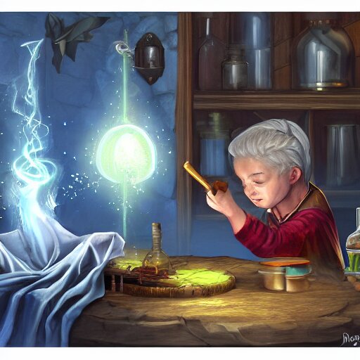 wizard making a potion, digital art, 4 k, fantasy, 