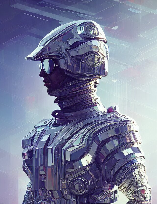 futuristic soldier reflective chrome armor super intricate ornaments artwork by tooth wu and wlop and alena aenami and greg rutkows 