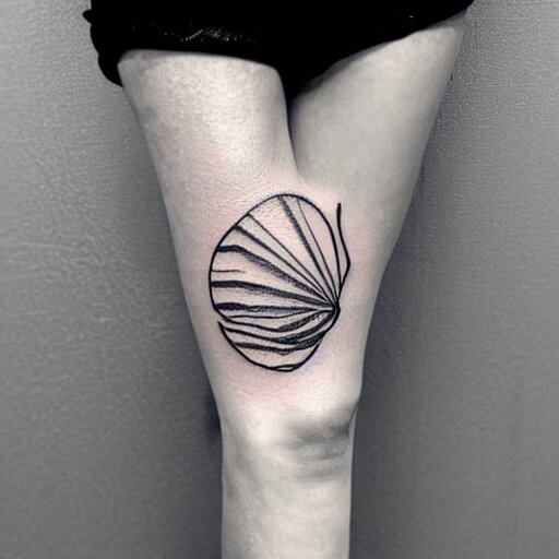 tattoo sketch of a ocean, on a yellow leg, ornamental, line art, minimalism 