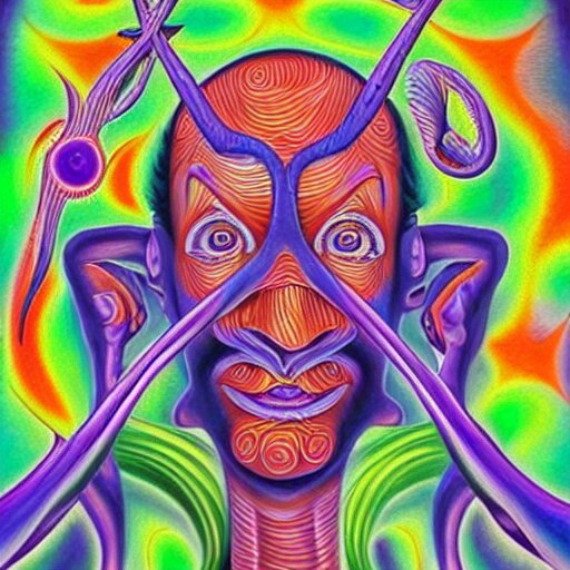 waluigi becomes a fractal, painted by alex grey. psychedelic visionary art 