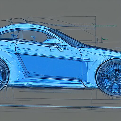 blueprint for an advanced car, concept art, digital sketch, 4 k, hd 