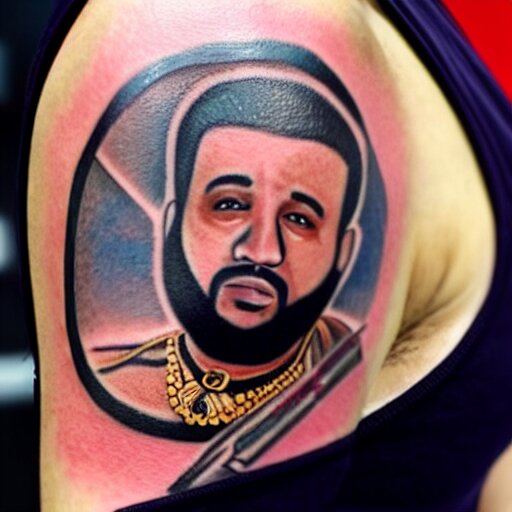 a tattoo of a dj khaled 