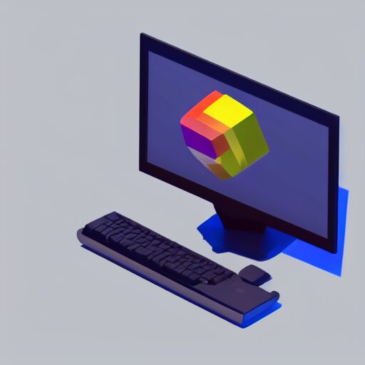 a simple pc monitor, mobile game, isometric art, centralised, low poly, mohamed chahin, blender cycles render, solid colours material, no background and shadows 