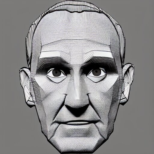 low poly roger stone head cube shaped