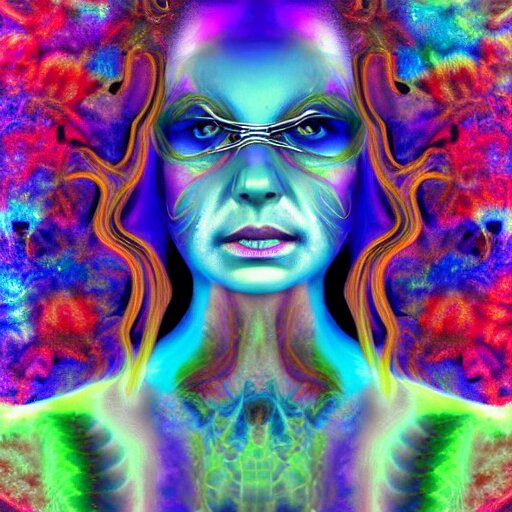 hyperrealistic psychedelic nightmare fractal face render in style of laura borealisis | photorealistic, cgsociety, glossy, liquid, vivid colours 4 k 