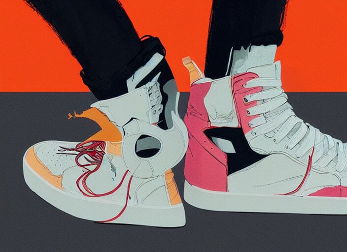 sneakers design, a fashion sneaker, retro, conrad roset, greg rutkowski, flume cover art 