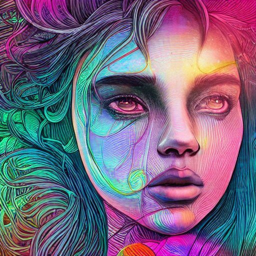 the head of a beautiful rainbow woman, an ultrafine detailed illustration by james jean, final fantasy, intricate linework, bright colors, behance contest winner, vanitas, angular, altermodern, unreal engine 5 highly rendered, global illumination, radiant light, detailed and intricate environment 