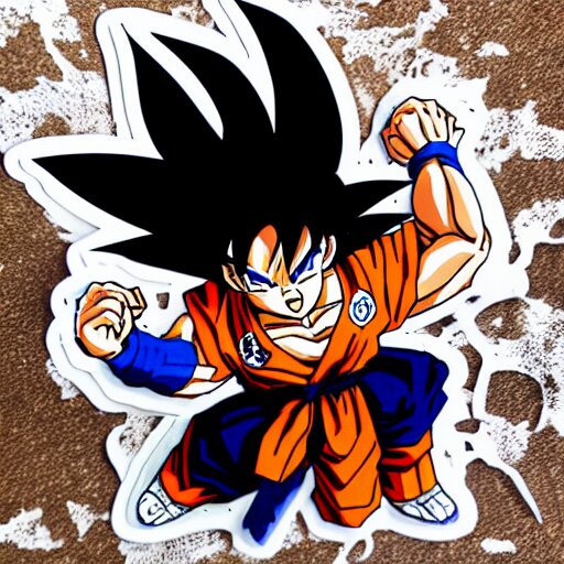 die cut sticker, goku with a strawhat, splatter paint 