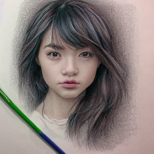  Colored pencil art on paper, highly detailed, artstation, portrait, Caran d'Ache Luminance