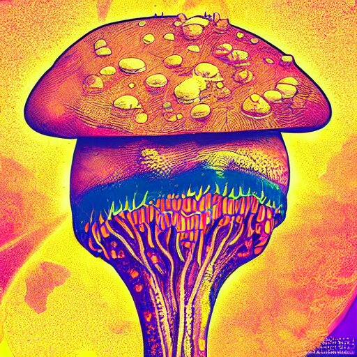 trippy mushroom, by justin guse and luke brown and justin bonnet, details, instagram digital, artstation 