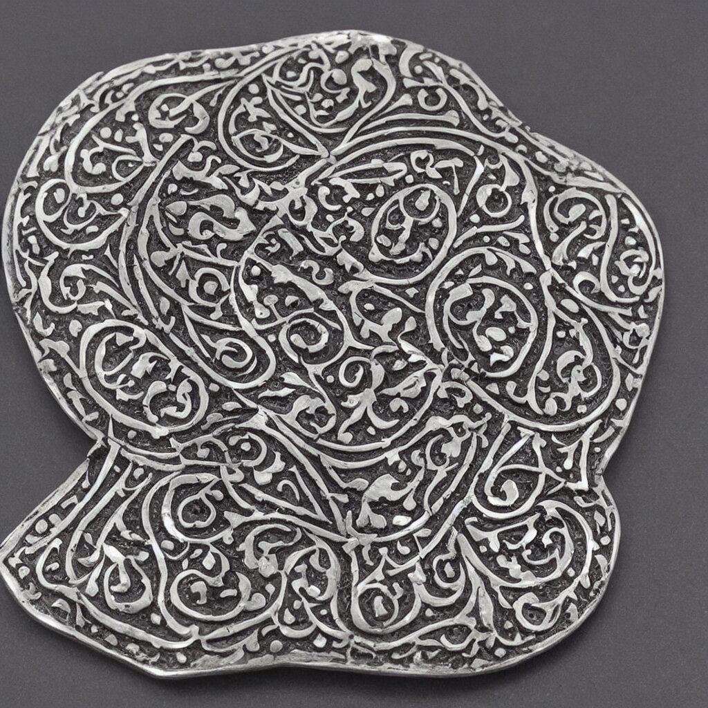 Amulet Of Ottoman inlaid in silver, realistic, clean