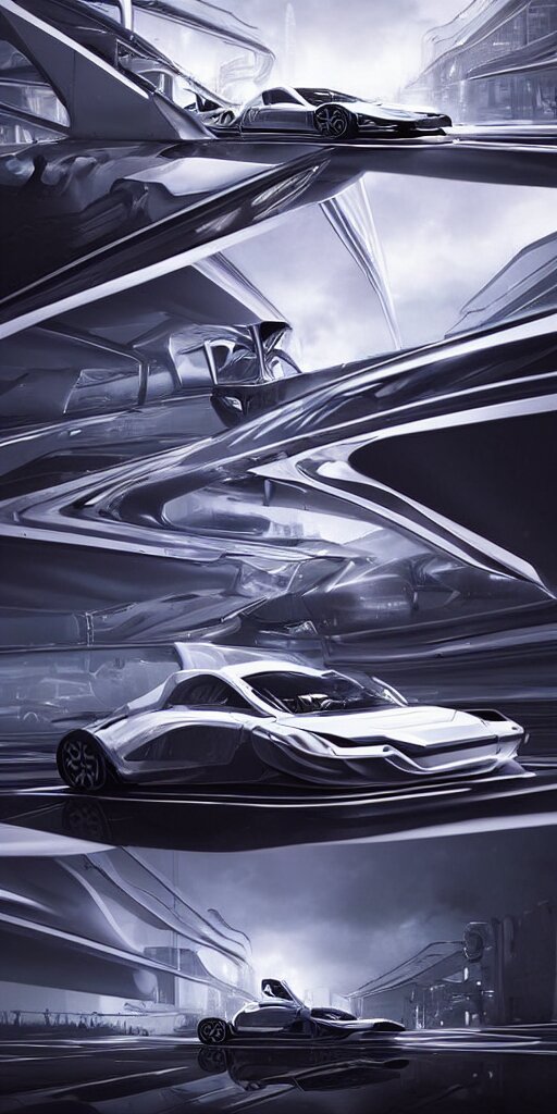 sci-fi 3d car, zaha hadid, wall structure, logotype, car, on, the coronation of napoleon painting, digital billboard in the middle, trending on artstation, octane render pinterest, keyshot product render pinterest, reflections, gloss, shiny, artwork in style of Sheng Lam