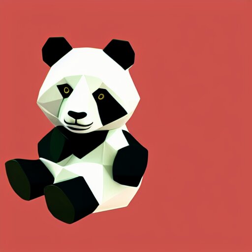  panda, low poly, isometric, 3D render, white background