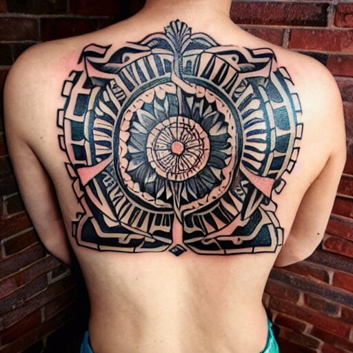 a photo off a full body tattoo in the style of neo tribal 