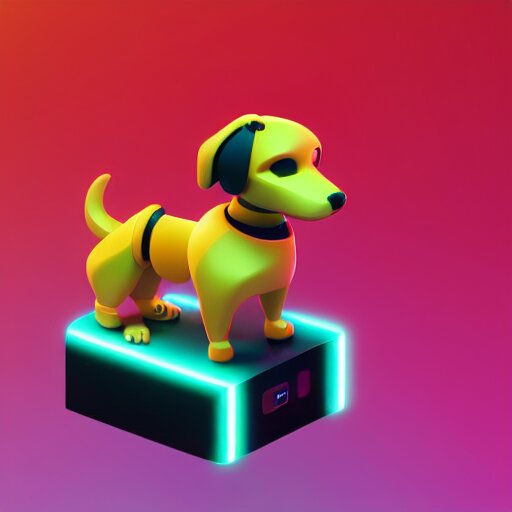 isometric puppy bot, 3 d character realistic, very colorful, cinematic lighting, soft neon, volumetric lighting, apple design, jony ive, octane render, trending on artstation 