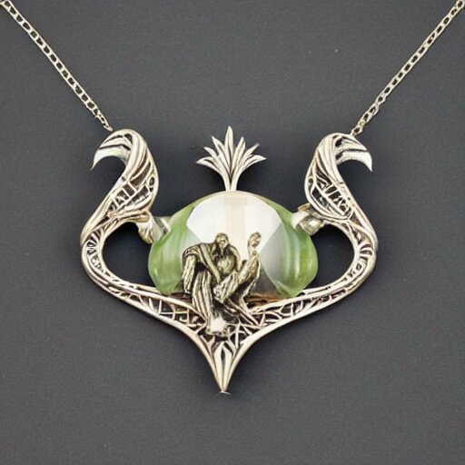 simple artnouveau necklace motiv natur in the style of h. r. giger and rene lalique 