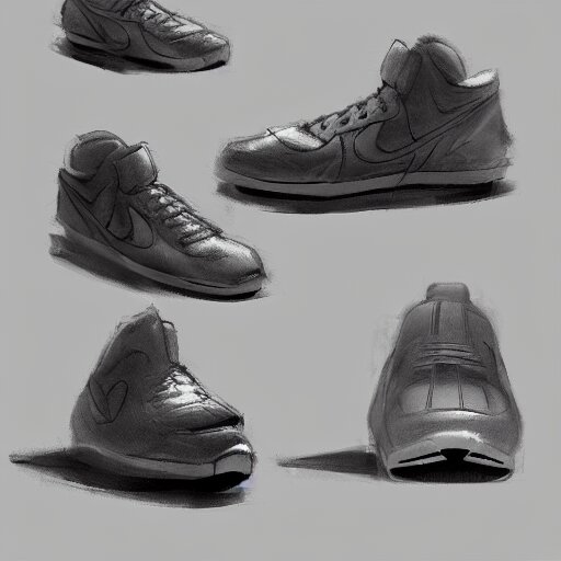 a concept art of nike shoes, by Craig mullins, Steve Purcell, Ralph McQuarrie. Trending on artstation. Centered image, no background